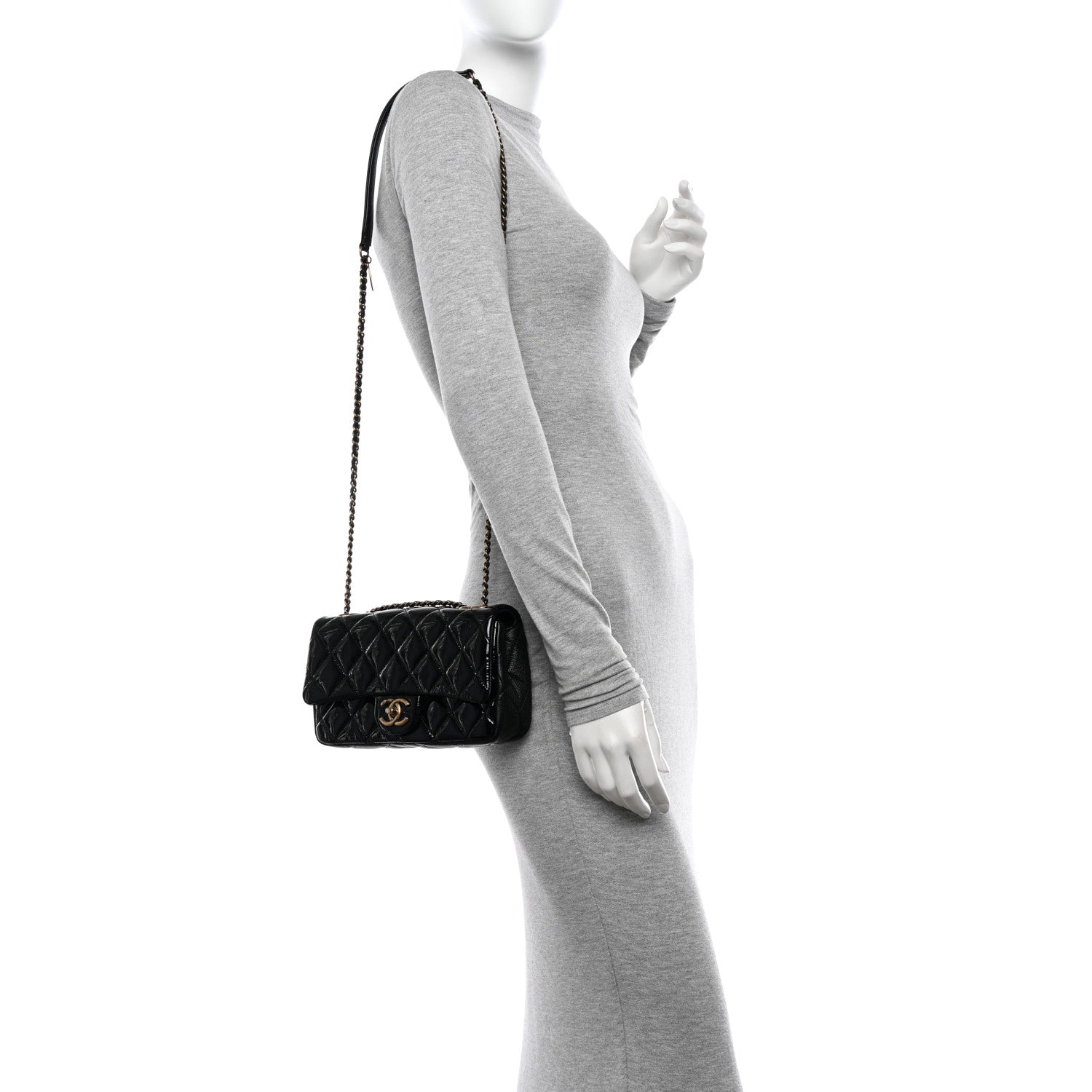 Chanel Patent Goatskin Quilted Small CC Eyelet Flap Black 2 of 11