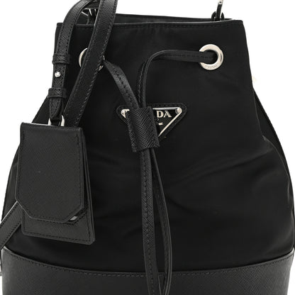 Prada Tessuto Nylon Saffiano Secchiello Bucket Bag Black 8 of 10