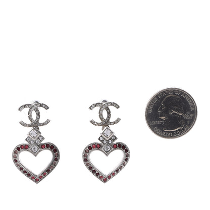 Chanel Crystal Heart CC Drop Earrings Silver Mutlicolor 4 of 6