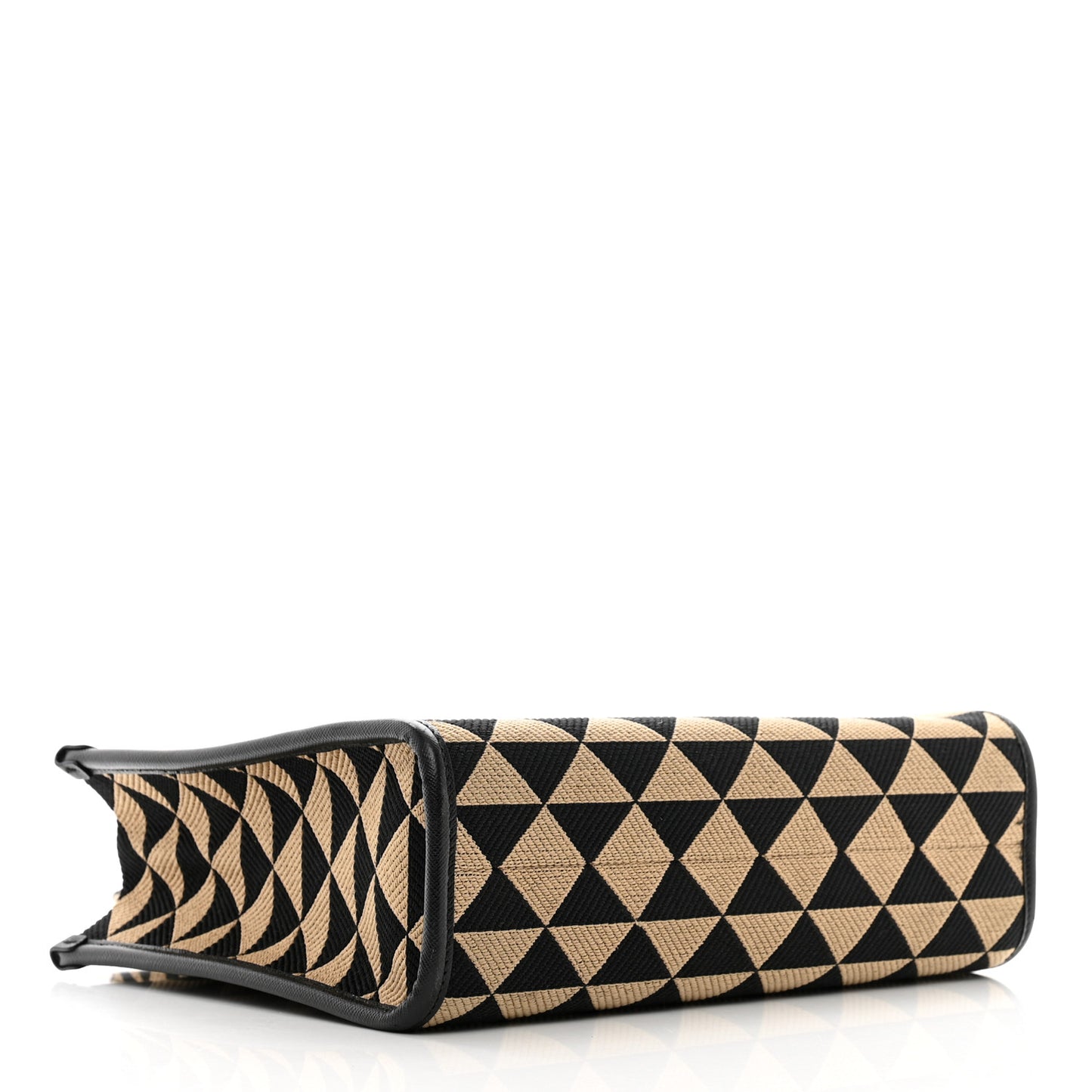 Jacquard Saffiano Triangolo Symbole Embroidered Small Tote Black Corda