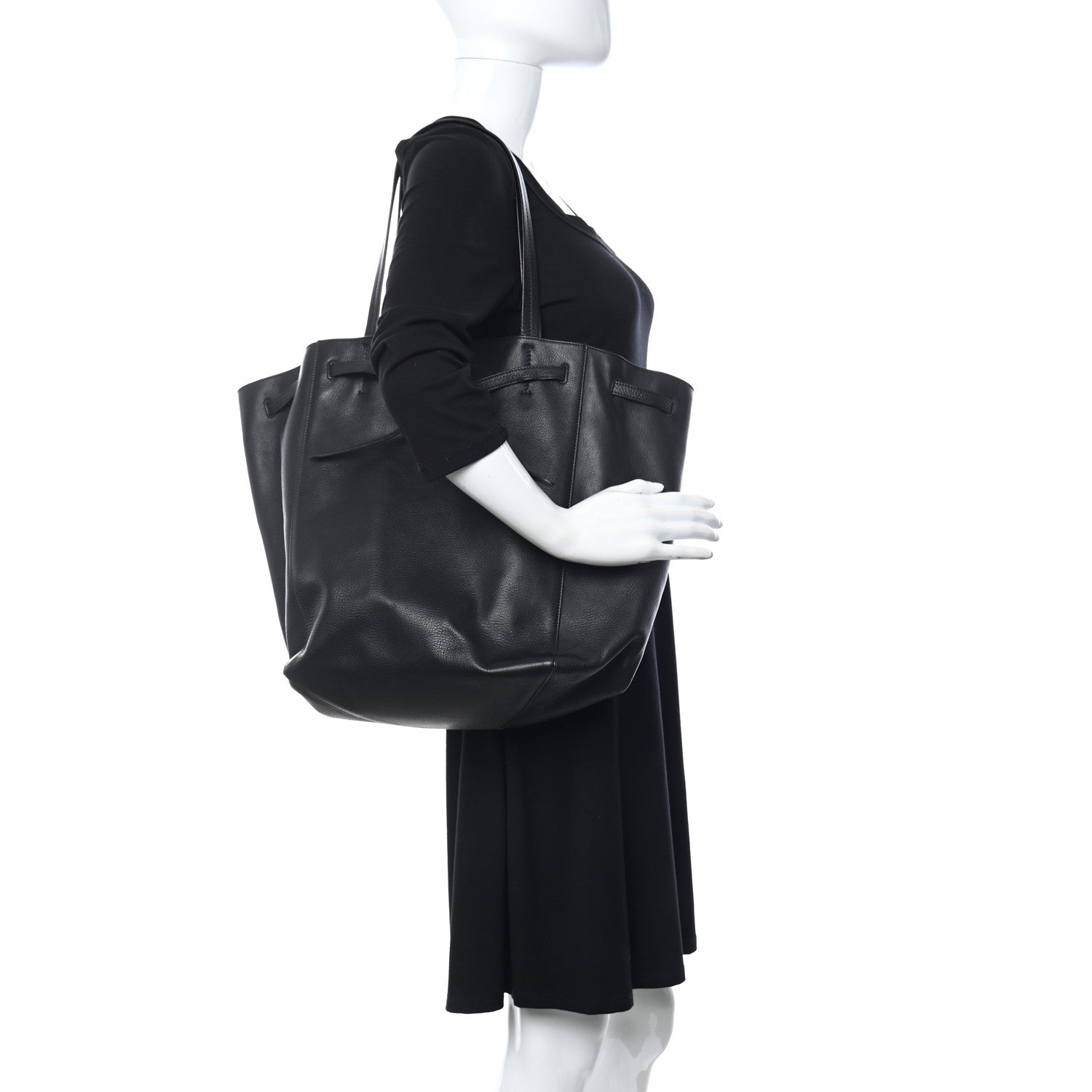 Celine Soft Grained Calfskin Medium Belt Cabas Phantom Black 2 of 11