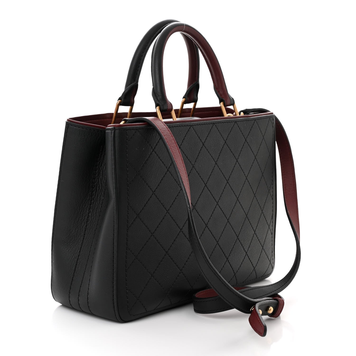 Chanel Bullskin Stitched Bi-Color Medium Shopping Tote Black 2 of 11