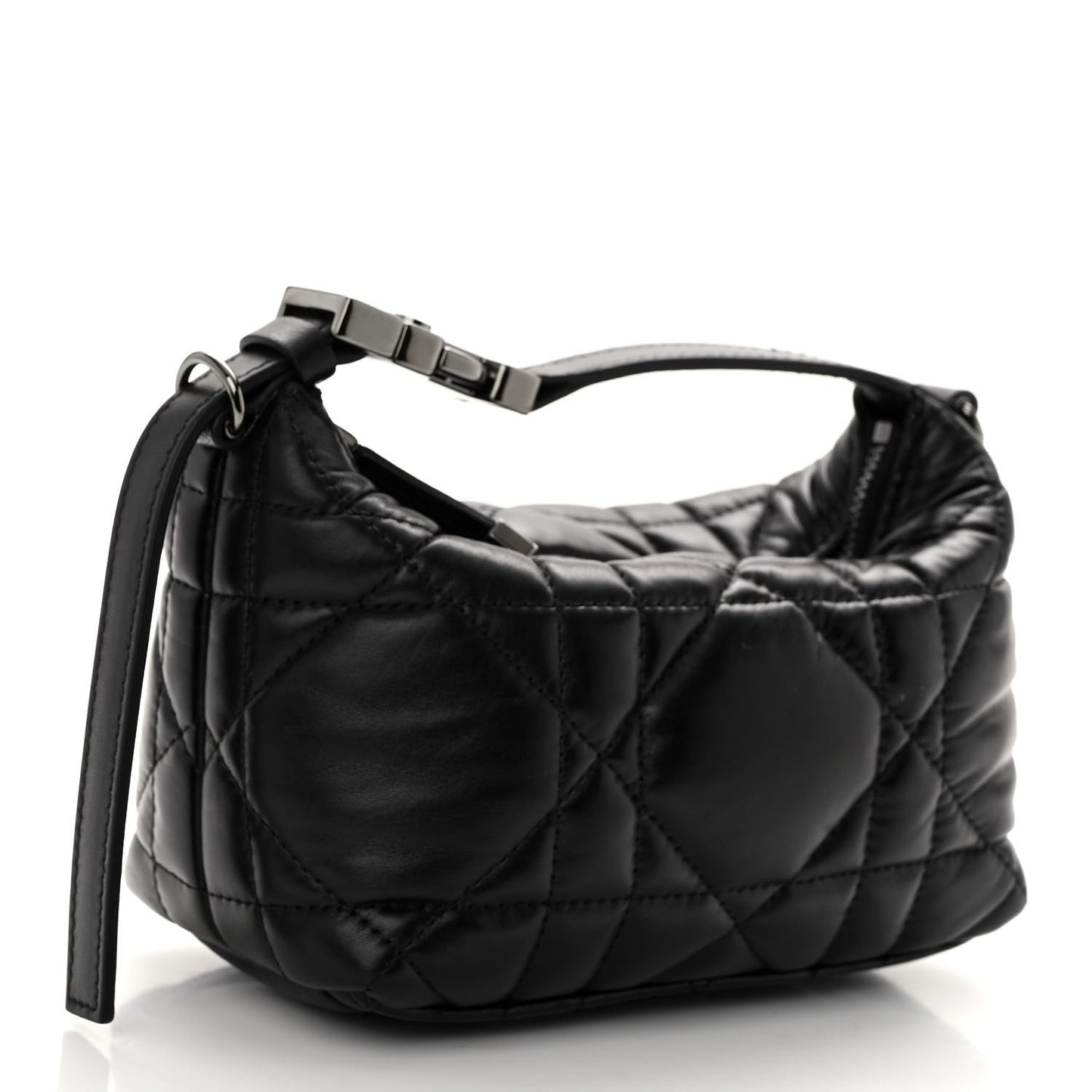 Calfskin Macrocannage Small Diortravel Nomad Pouch Black
