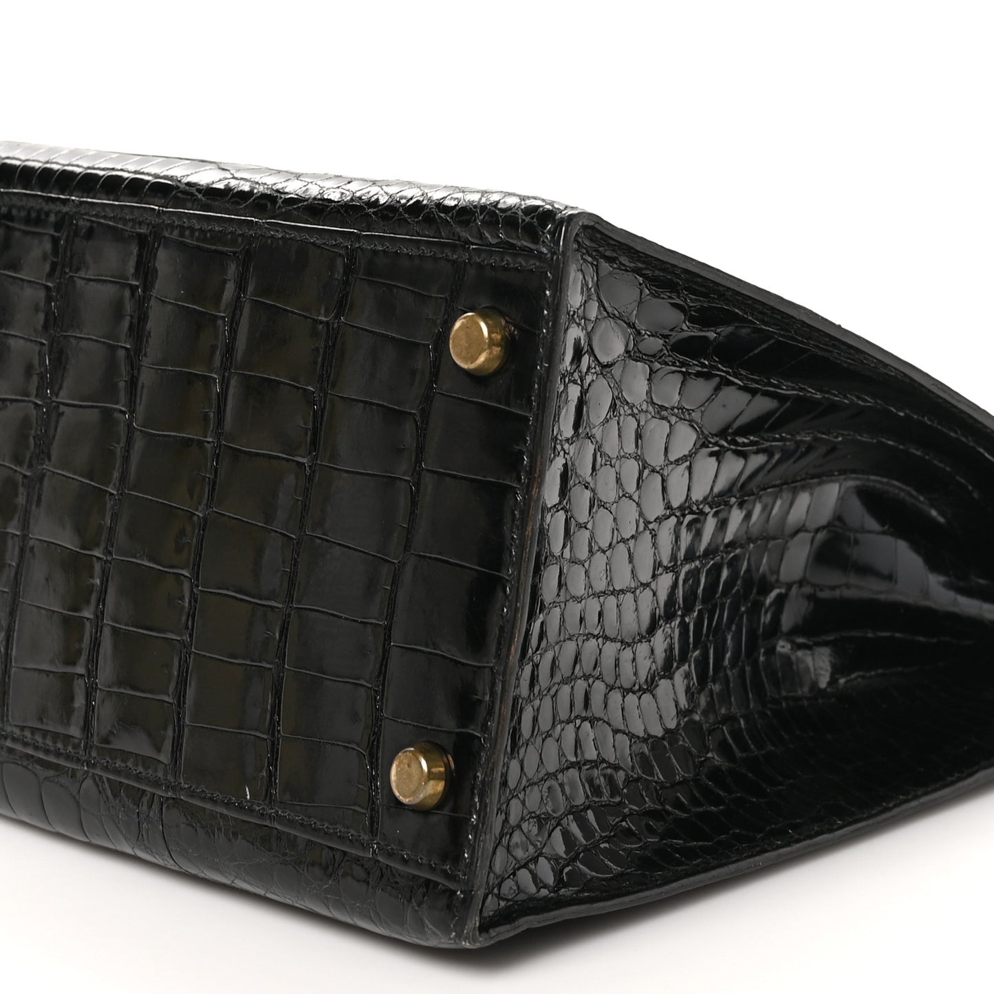 Shiny Porosus Crocodile Kelly Sellier 32 Black