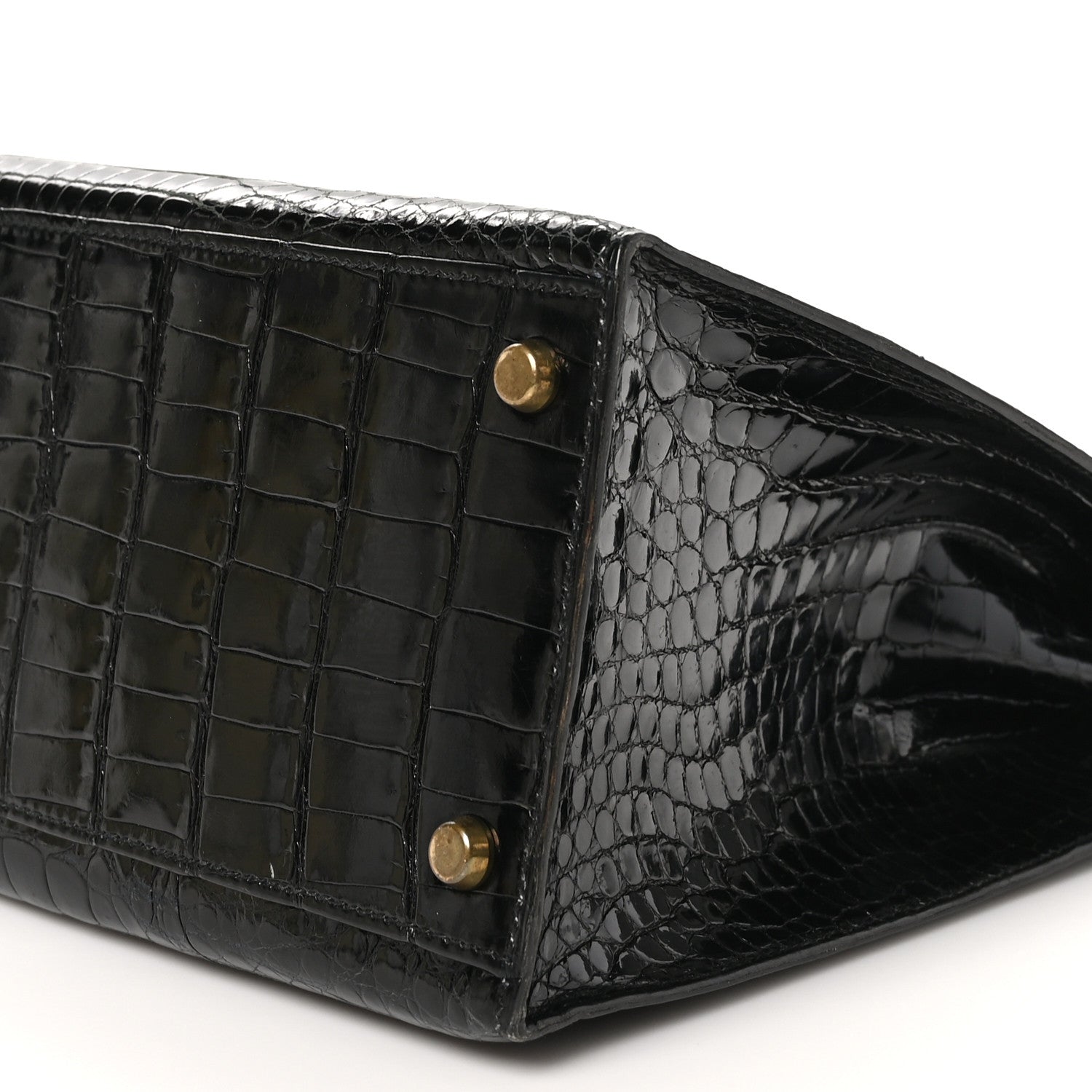 Hermes Shiny Porosus Crocodile Kelly Sellier 32 Black 10 of 10