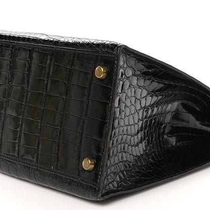 Hermes Shiny Porosus Crocodile Kelly Sellier 32 Black 10 of 10