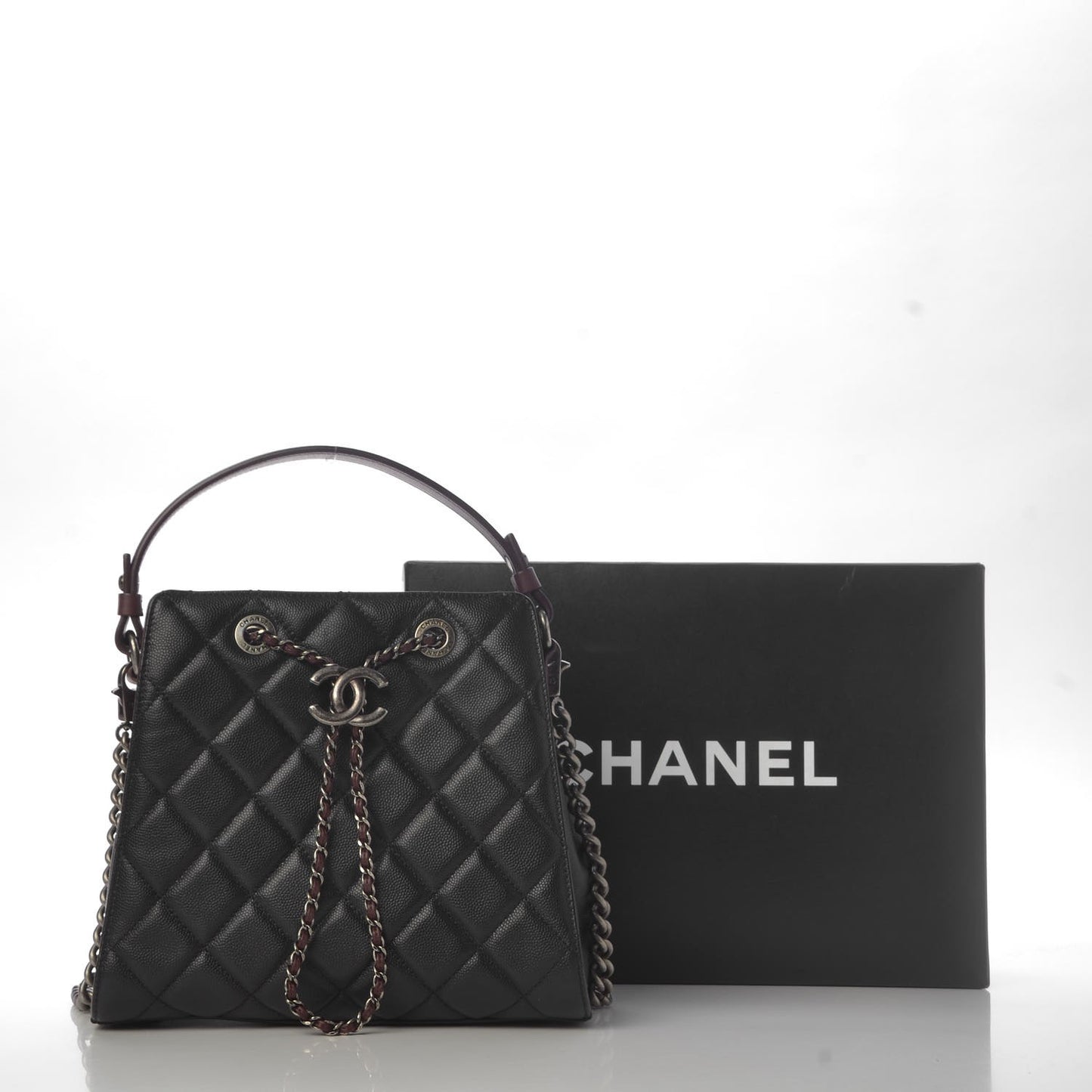 Caviar Quilted Small CC Bucket Bag Black