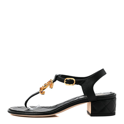 Chanel Goatskin Fantasy CC Crystal Thong Sandals 36 Black 1 of 8