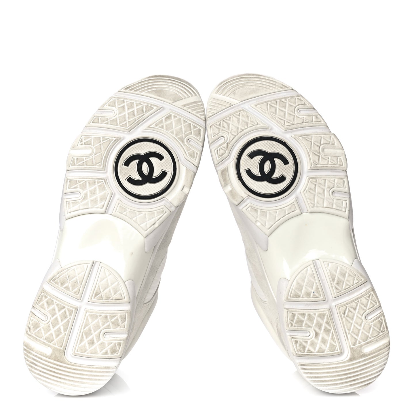 Suede Calfskin Fabric CC Sneakers 39.5 White