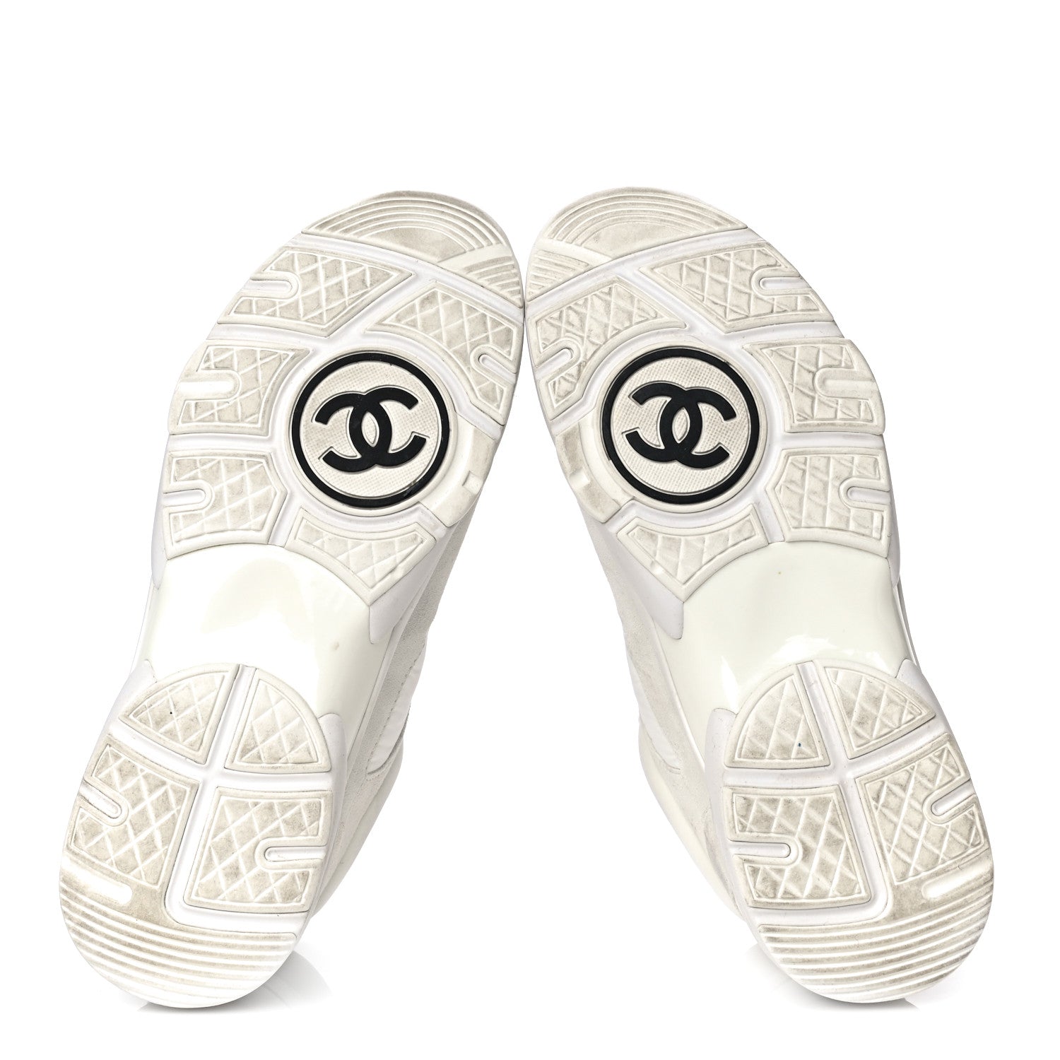 Chanel Suede Calfskin Fabric CC Sneakers 39.5 White 7 of 32