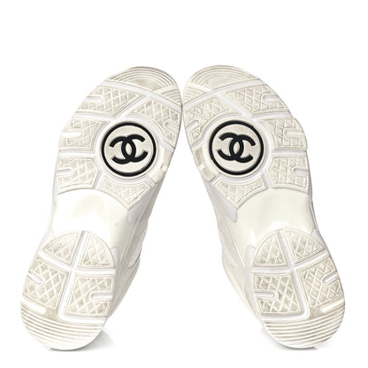 Chanel Suede Calfskin Fabric CC Sneakers 39.5 White 7 of 32