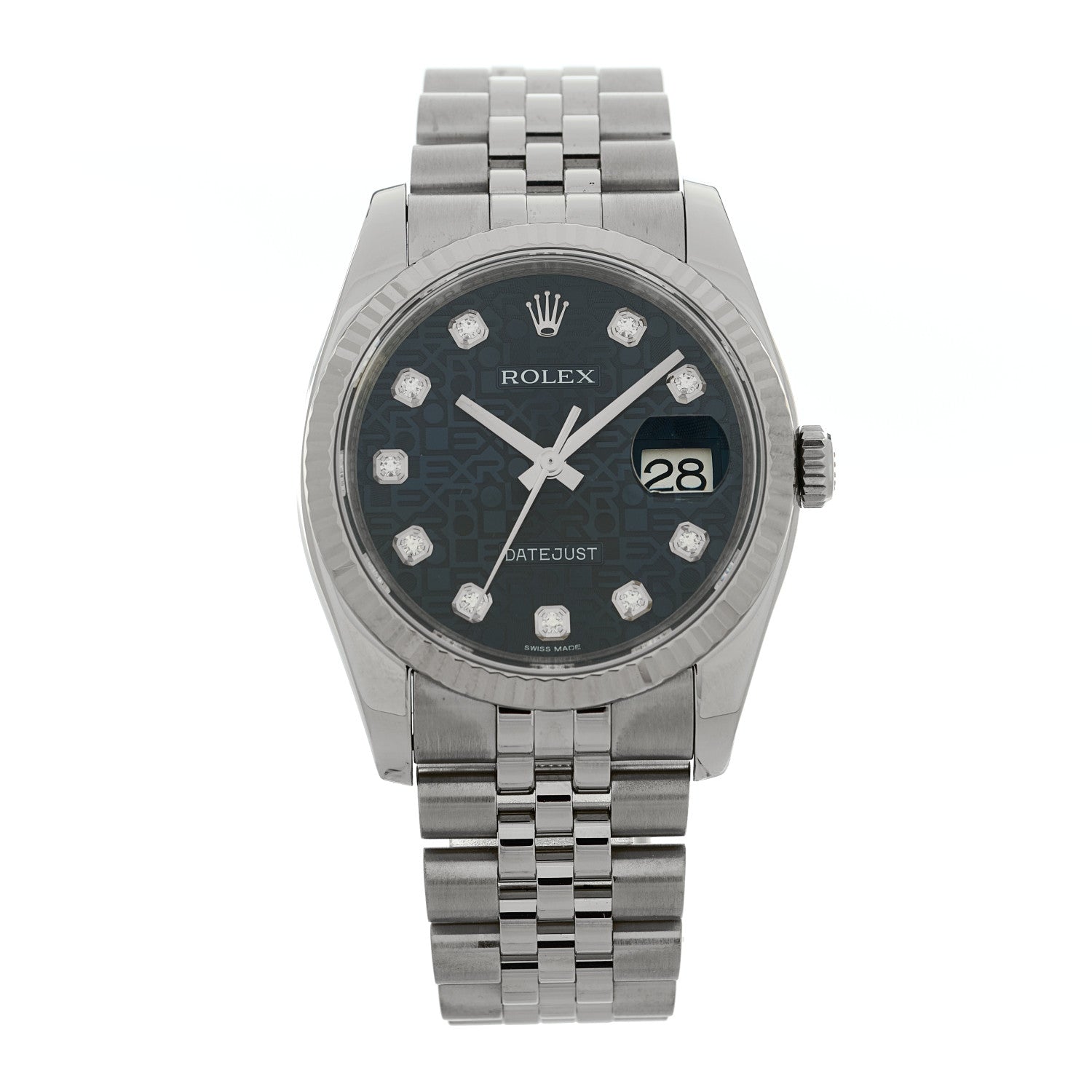 Rolex Stainless Steel 18K White Gold Diamond 36mm Oyster Perpetual Datejust Watch Blue Jubilee 116234 1 of 5