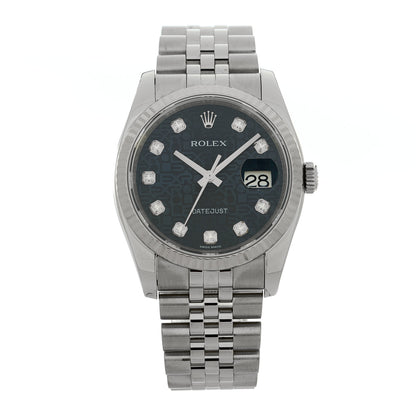Rolex Stainless Steel 18K White Gold Diamond 36mm Oyster Perpetual Datejust Watch Blue Jubilee 116234 1 of 5