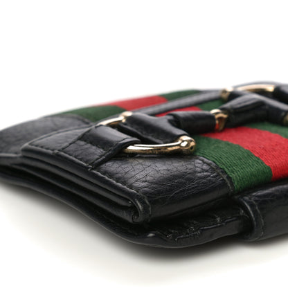Gucci Calfskin Web Horsebit French Flap Wallet Black 10 of 21