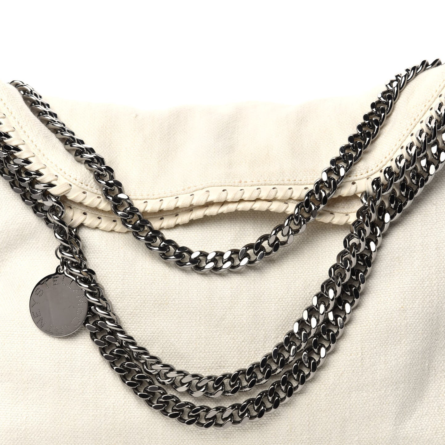 Linen Falabella Fold Over Tote Pure White