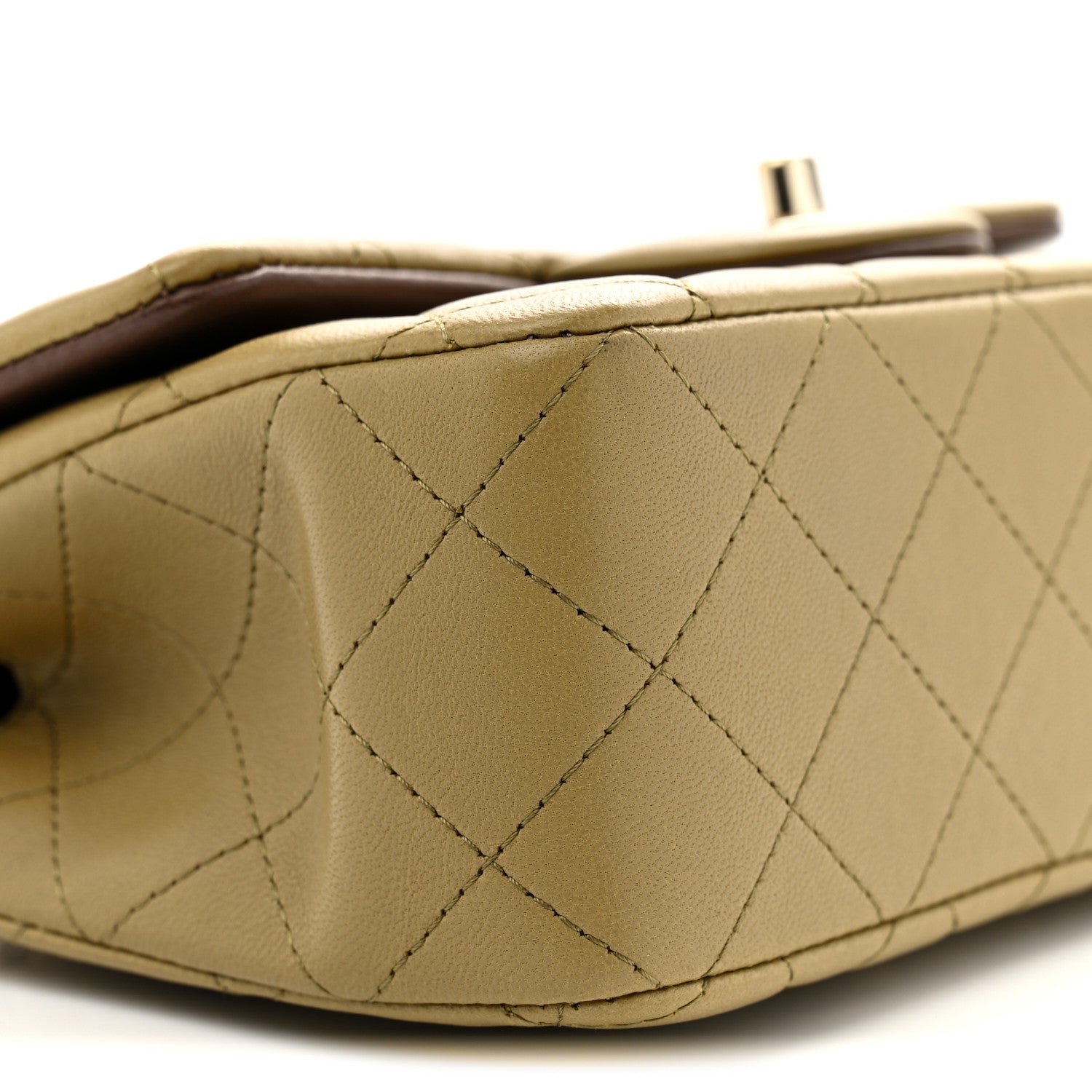 Chanel Lambskin Quilted Bi-Color Mini Top Handle Rectangular Flap Green Brown 9 of 11