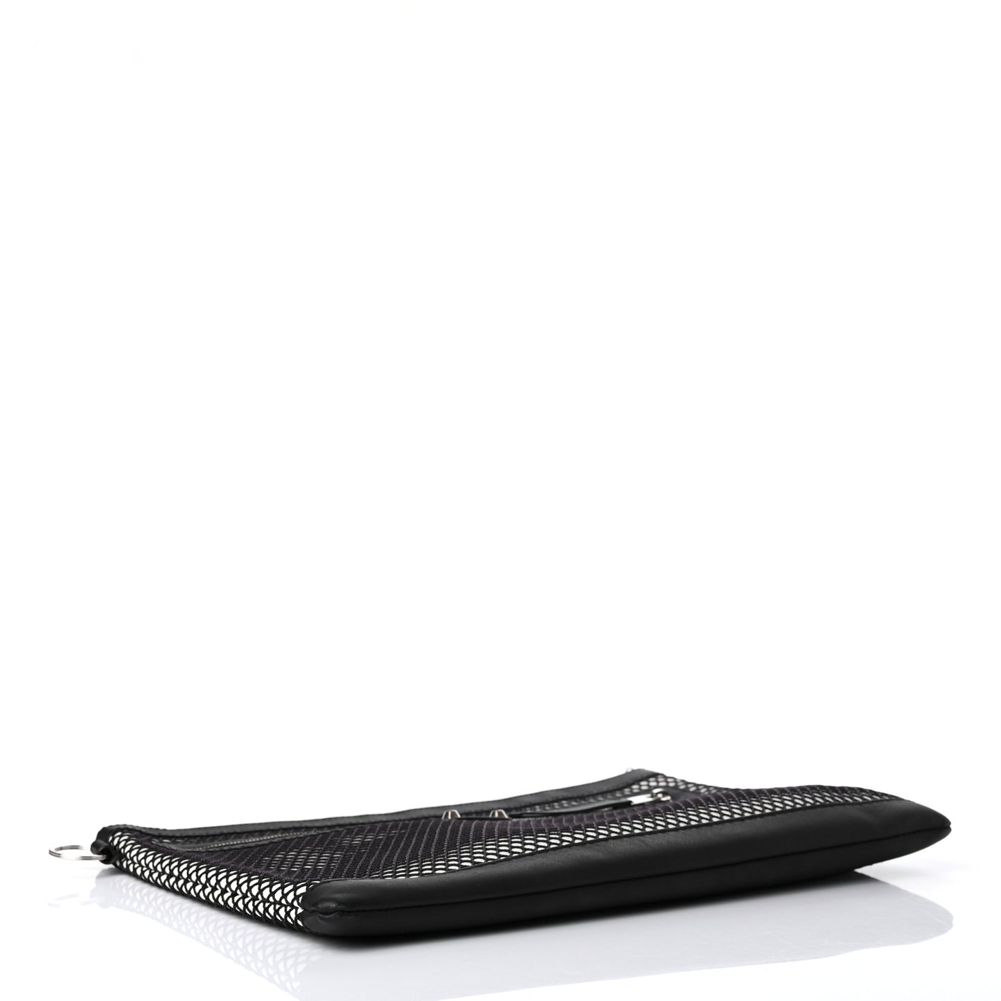Nylon Mesh Lambskin Classic Silver Hardware Large Clip White Black