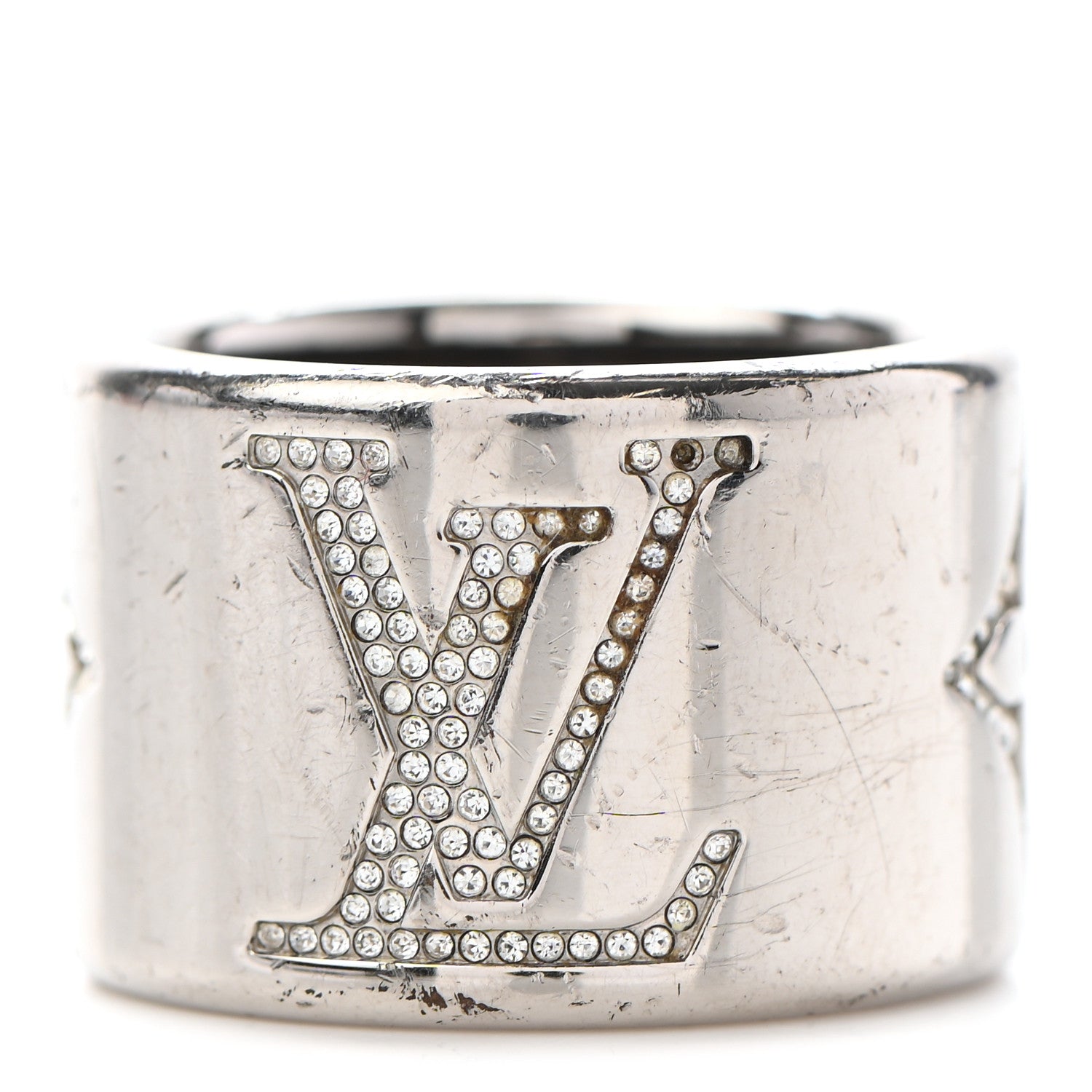 Louis Vuitton Crystal LV Strass Ring M Silver 1 of 8