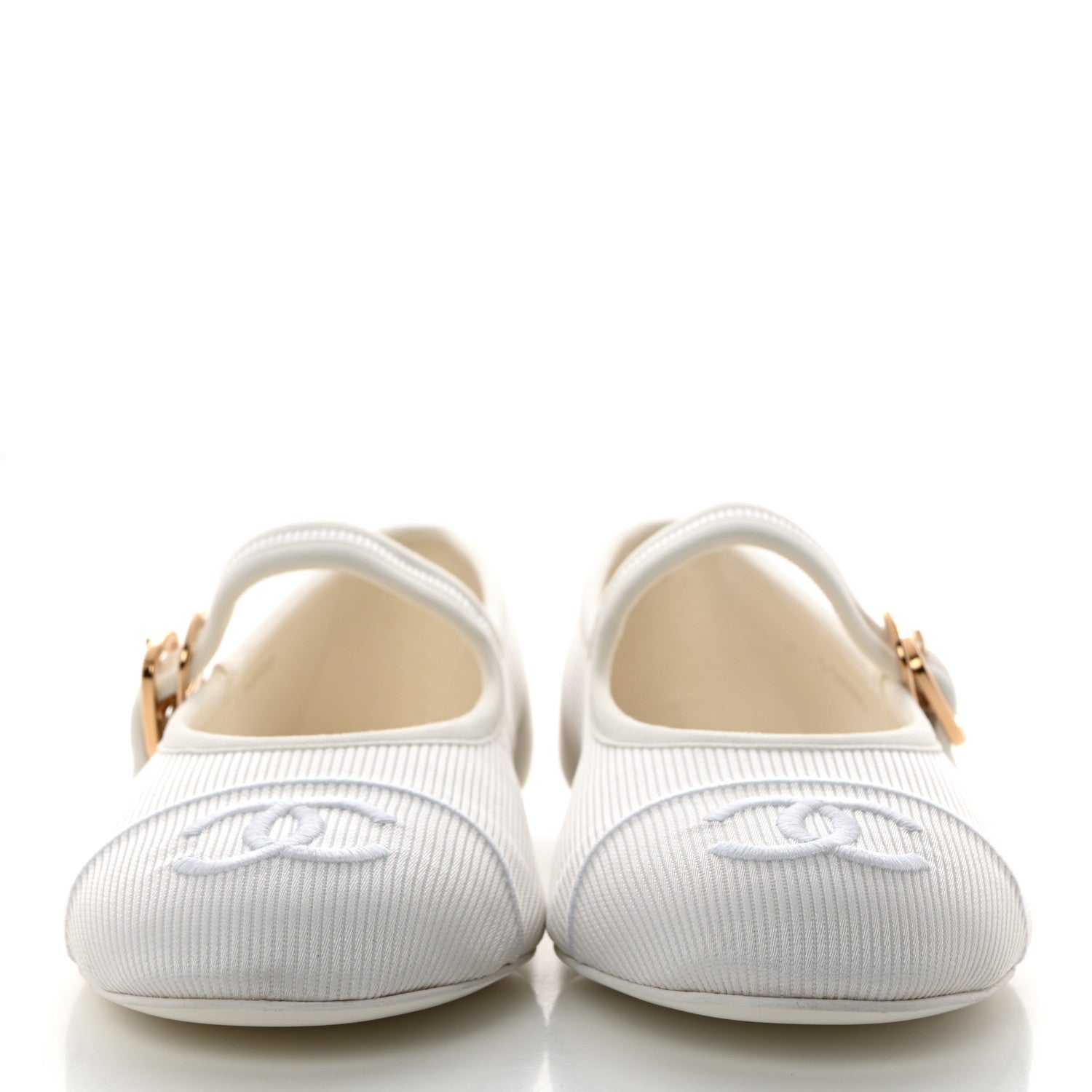 Chanel Canvas Mary Jane Flats 37.5 White 2 of 9