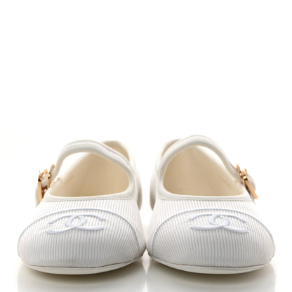 Chanel Canvas Mary Jane Flats 37.5 White 2 of 9
