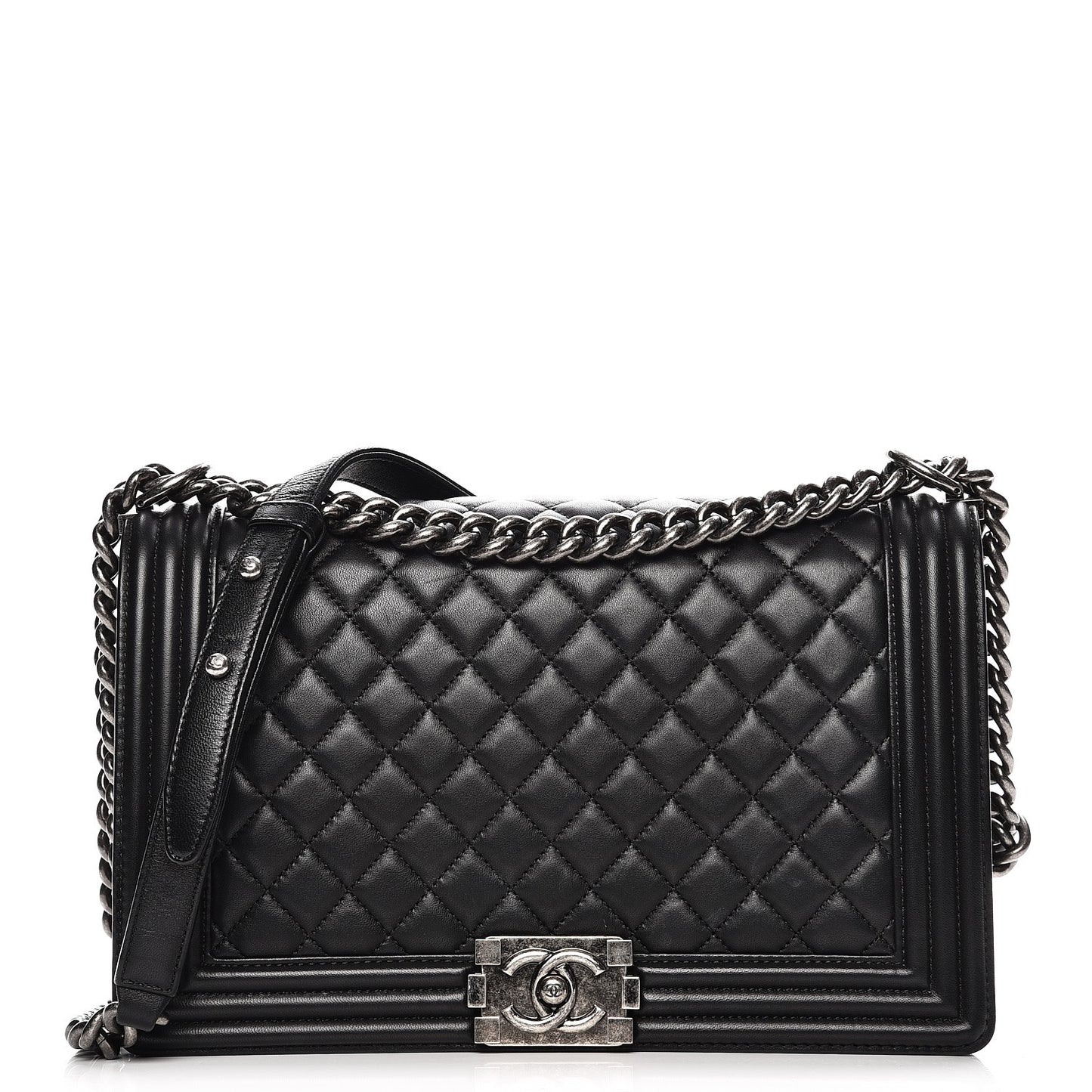 Lambskin Quilted New Medium Boy Flap Black