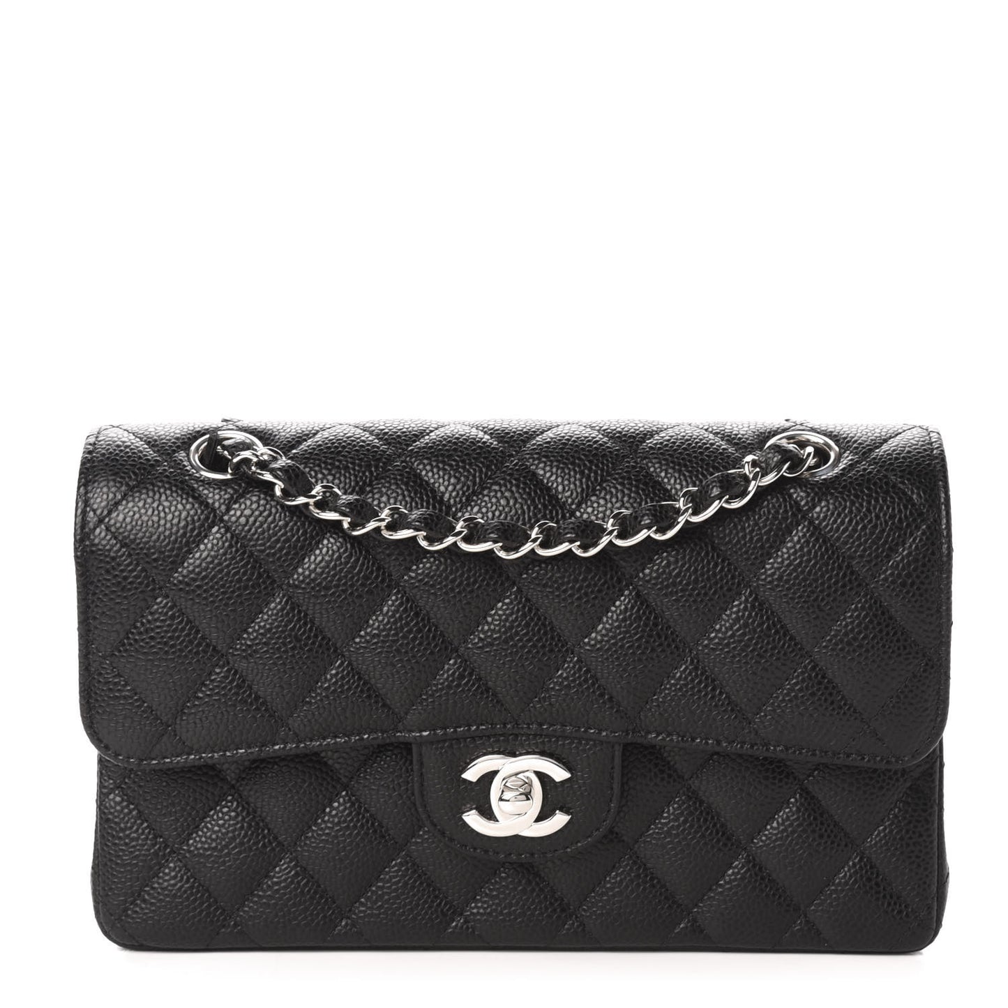 Caviar Quilted Small Double Flap Black