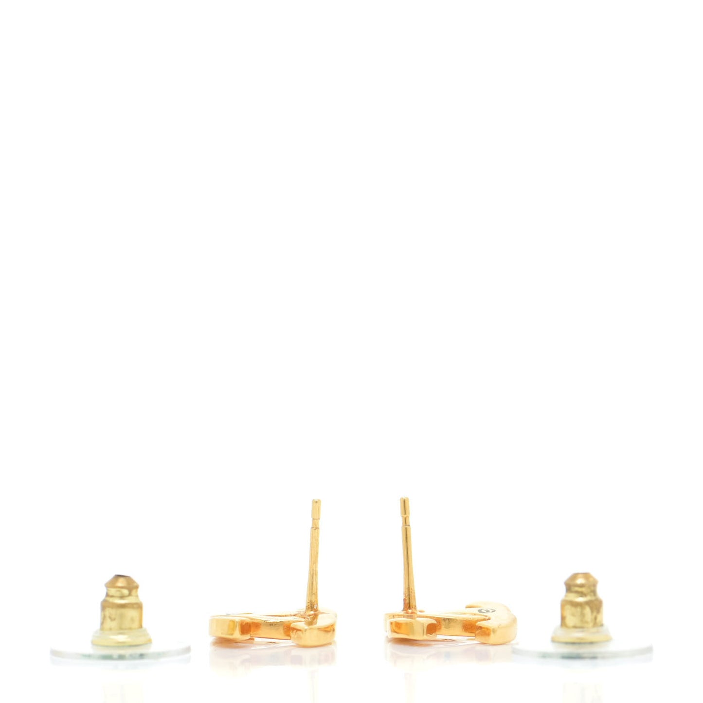 Metal CC Paris Button Stud Earrings Gold