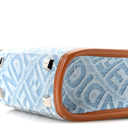Fendi Denim Vitello King FF Embroidered Plexiglass Mini Sunshine Shopper Tote Blue Brown 10 of 10