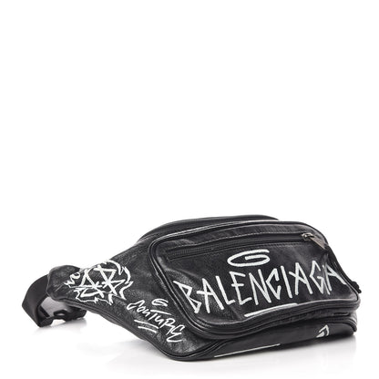 Balenciaga Agneau Arena Graffiti All Over Explorer Belt Bag Black White 4 of 12