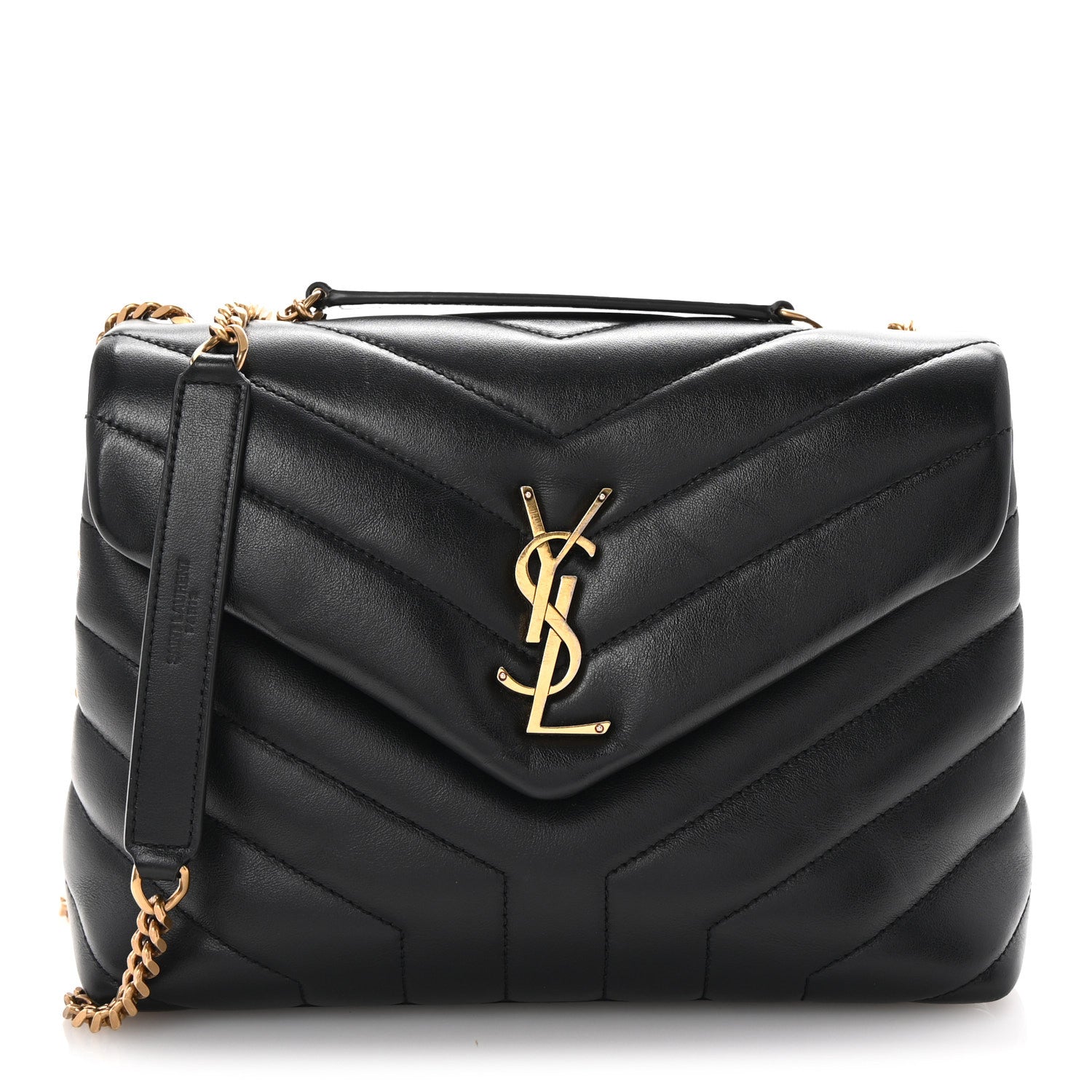 Saint Laurent Calfskin Y Quilted Monogram Small Loulou Chain Satchel Black 1 of 9