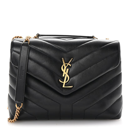 Saint Laurent Calfskin Y Quilted Monogram Small Loulou Chain Satchel Black 1 of 9