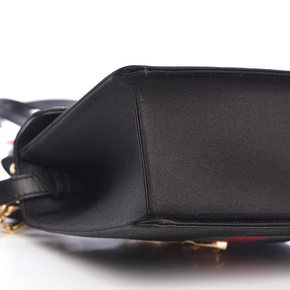 Gucci Satin Crystal Mini Sylvie Top Handle Bag Black 13 of 17