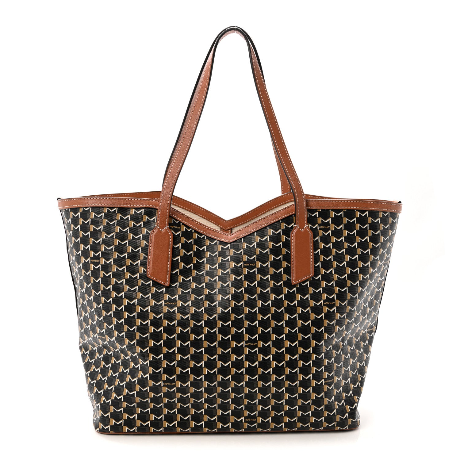 Moynat Calfskin Canvas M Tote PM Brown 1 of 10