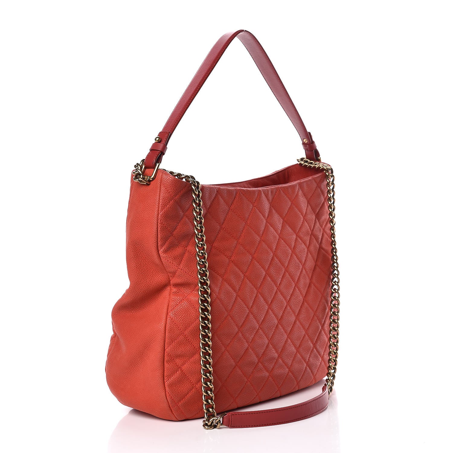 Chanel Iridescent Caviar Quilted Country Chic Hobo Red 3 of 14