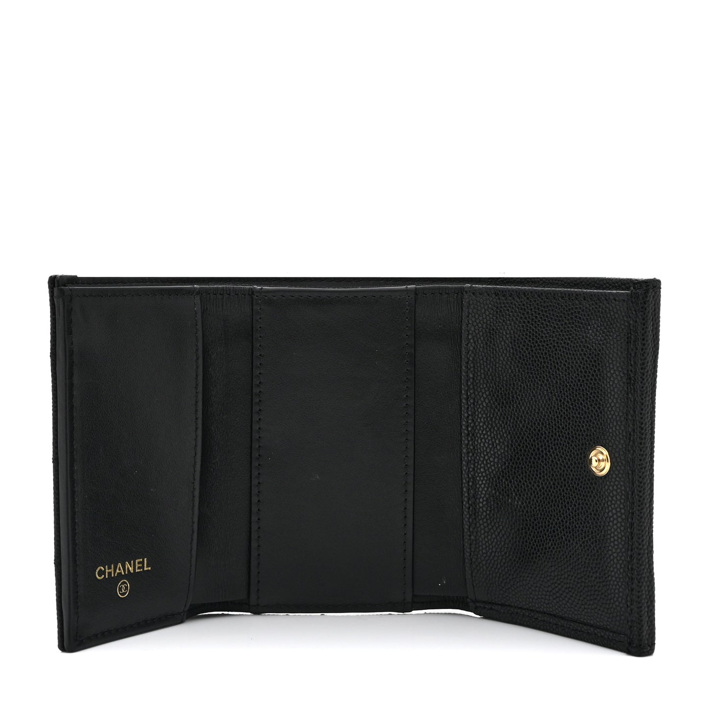Caviar Quilted Enamel Coco Casino Double Flap Wallet Black