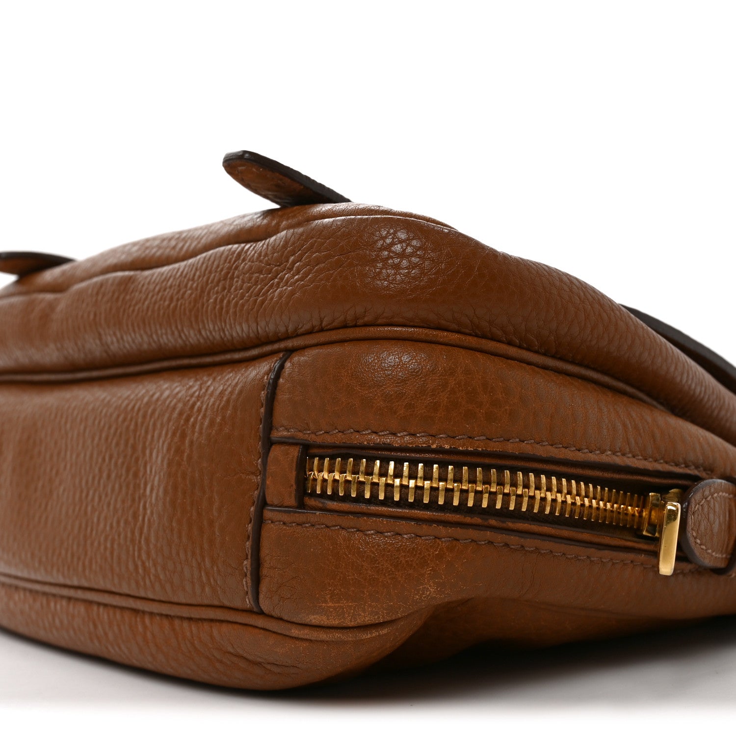 Prada Vitello Daino Double Buckle Messenger Bag Brown 9 of 10