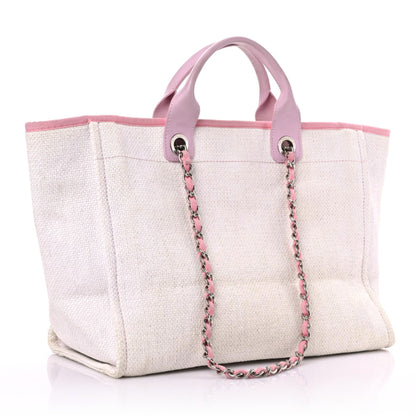Chanel Woven Straw Raffia Medium Deauville Tote Pink 3 of 13