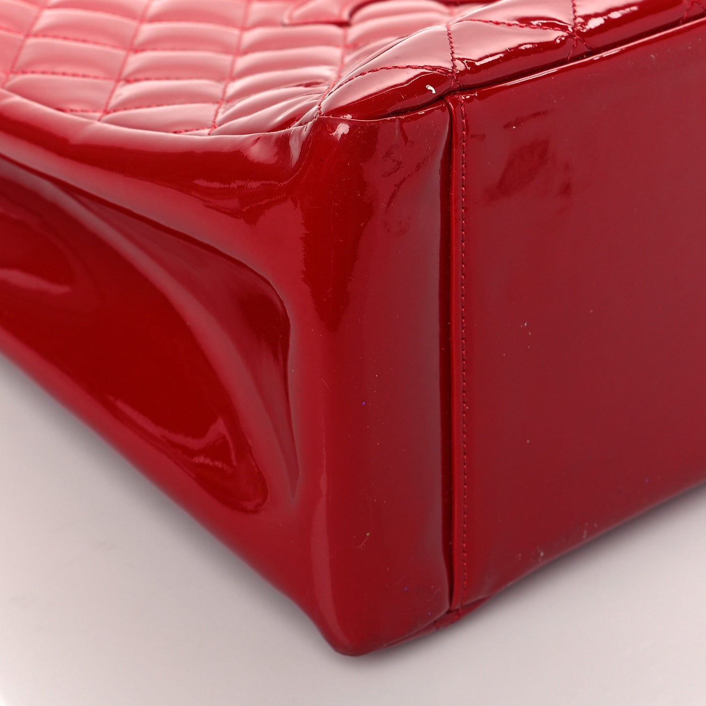 Patent Quilted Grand Shopping Tote GST Red