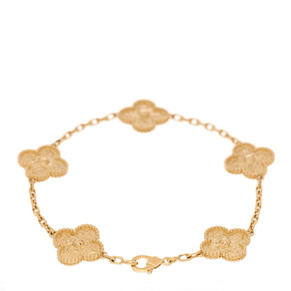 Van Cleef & Arpels 18K Yellow Gold 5 Motifs Vintage Alhambra Bracelet 2 of 3