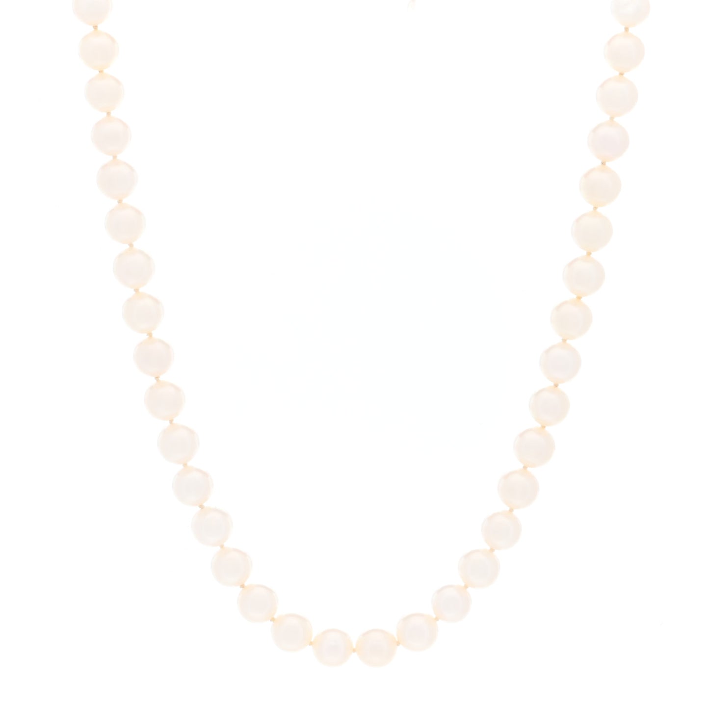 18K White Gold Akoya Pearl 7-7.5mm Strand Necklace 18.5"