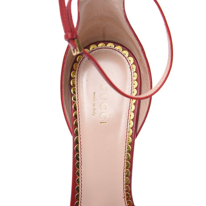 Gucci Nappa Crystal Queen Margaret High Heel Sandals 38.5 Hibiscus Red 7 of 9