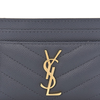 Saint Laurent Grain De Poudre Matelasse Chevron Monogram Credit Card Case Algae 7 of 7