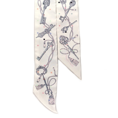 Hermes Silk Les Cles A Pois Twilly White Gris Acier 2 of 4