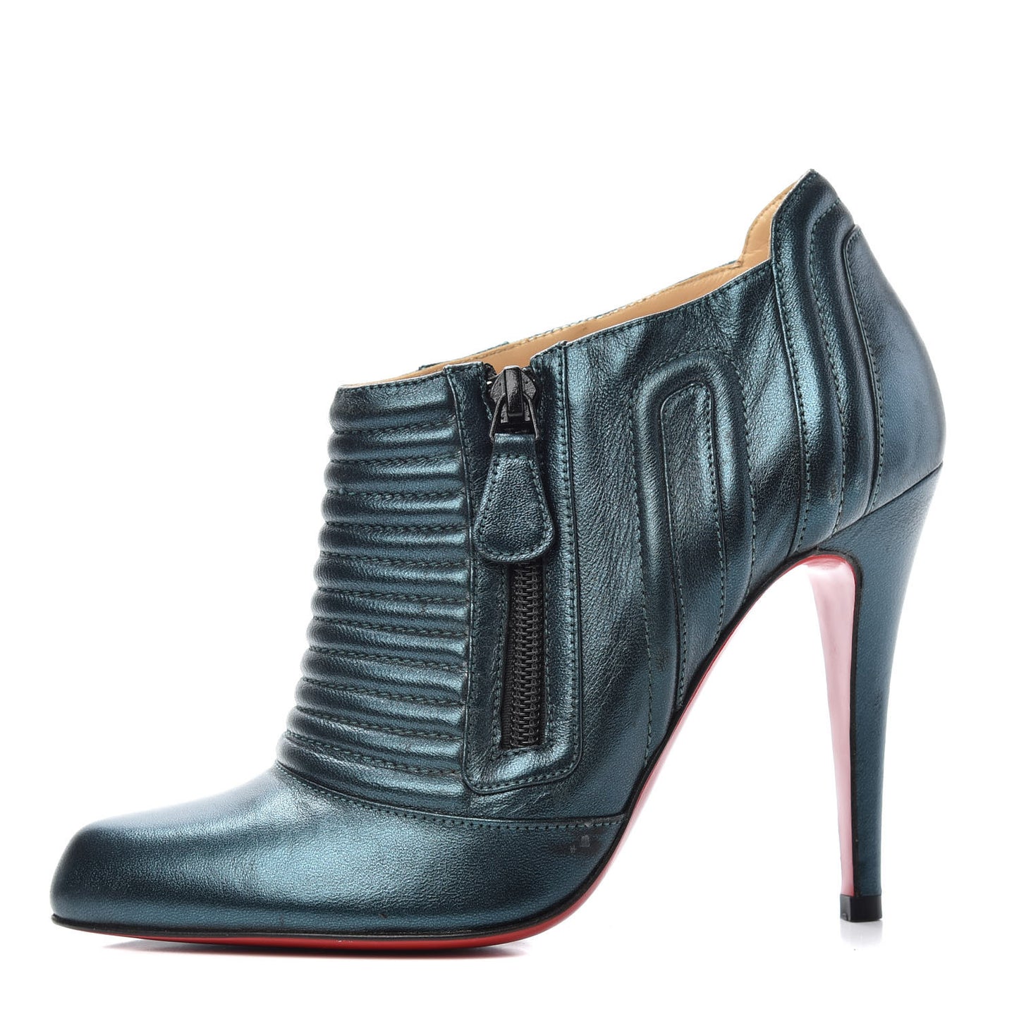 Metallic Nappa Laminato Sigourney 100 Booties 36.5 Peacock
