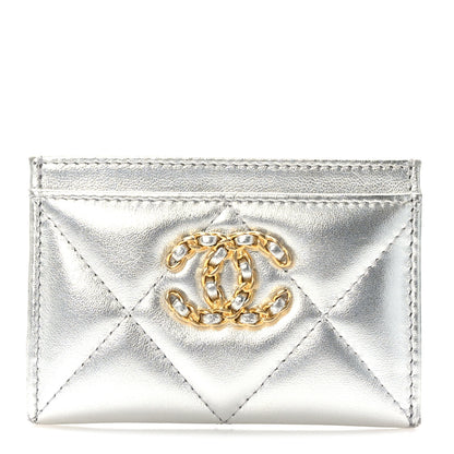 Chanel Metallic Goatskin Quilted 19 Card Holder Silver 1 of 9