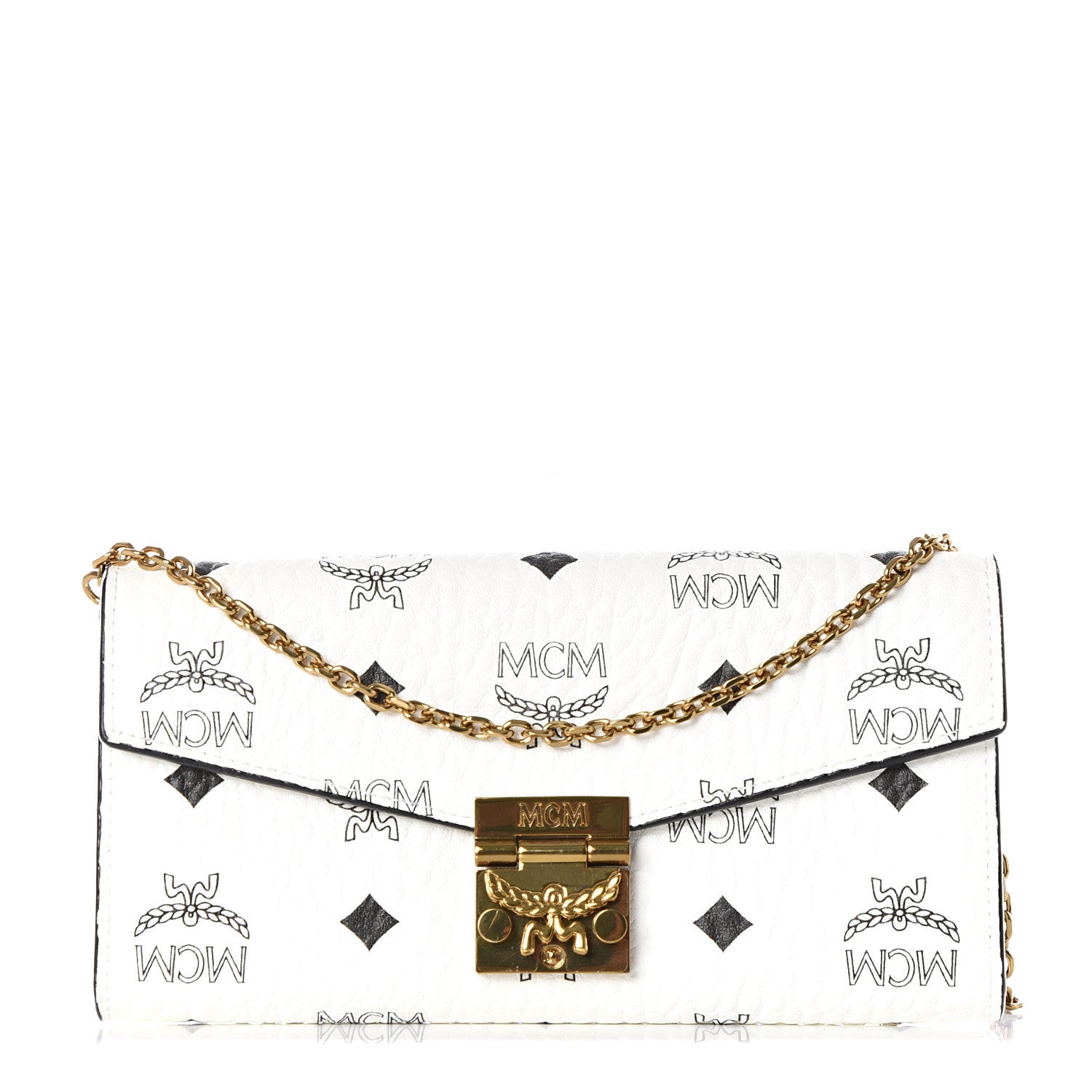 MCM Visetos Large Patricia Wallet On Chain White 1 of 6