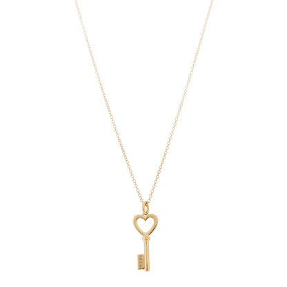 Tiffany 18K Rose Gold Mini Heart Key Pendant Necklace 1 of 6