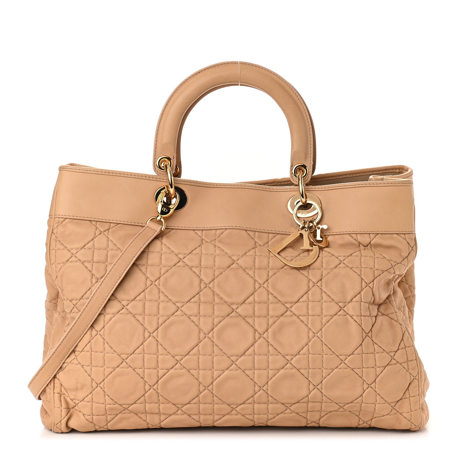Christian Dior Lambskin Cannage Large Lady Dior Tote Beige 1 of 9