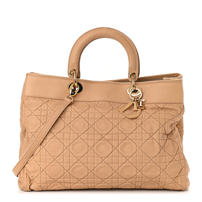Christian Dior Lambskin Cannage Large Lady Dior Tote Beige 1 of 9