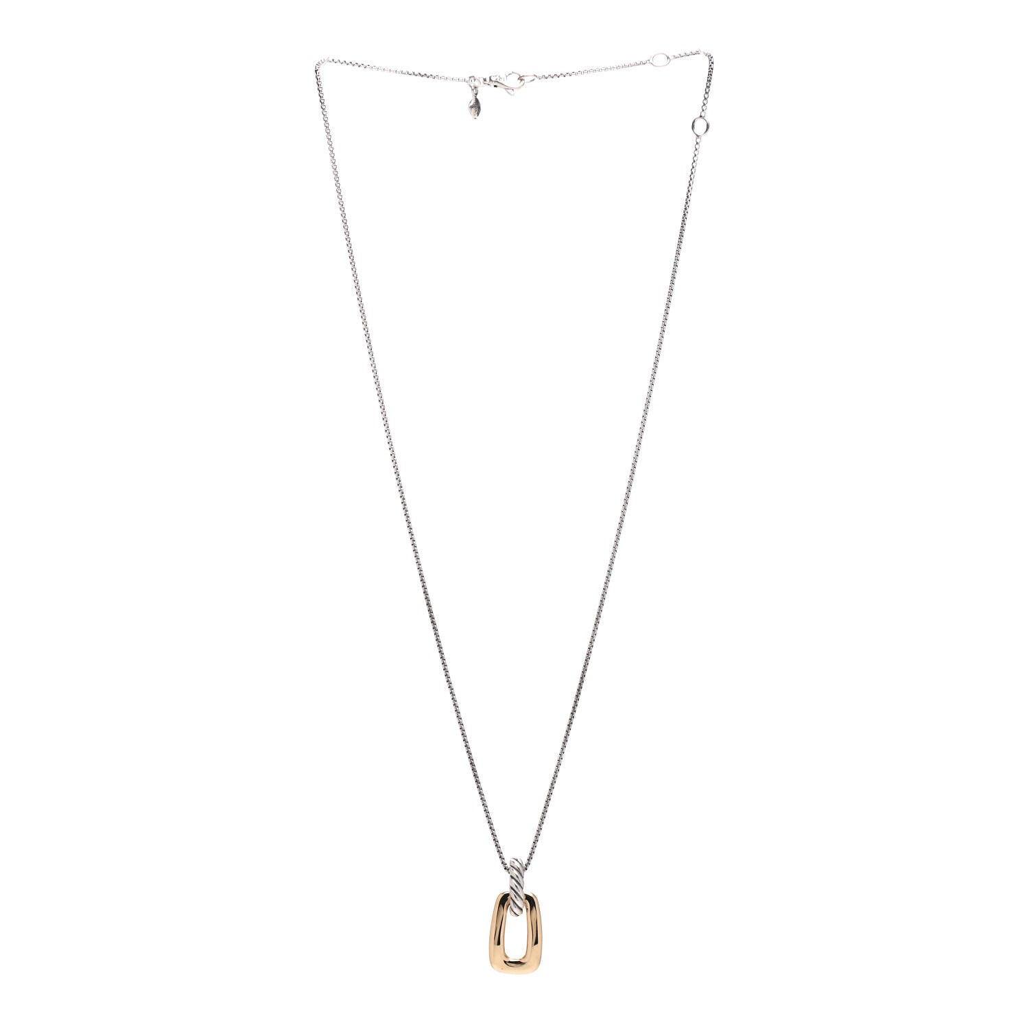David Yurman Sterling Silver 18K Yellow Gold Wellesley Link Pendant Necklace 2 of 3